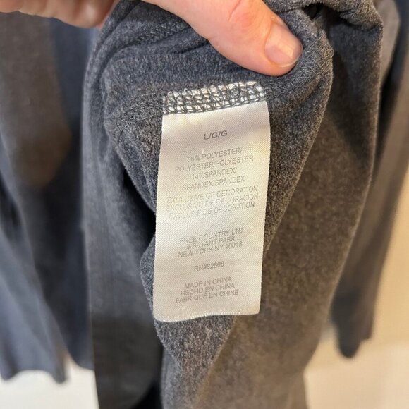 Free County Long Sleeve Thermal Gray Crewneck T-Shirt Men's Size Large - Picture 2 of 4